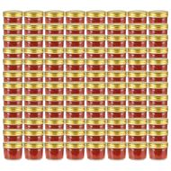 Стъклени буркани за сладко със златисти капачки, 96 бр, 110 мл