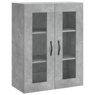 Висок шкаф, бетонно сив, 69,5x34x180 см, инженерно дърво