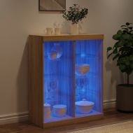 Сайдборд с LED светлини, сонома дъб, 81x37x100 см