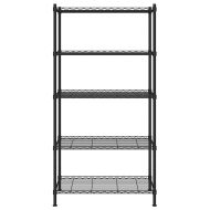 5-етажен стелаж за съхранение 90x35x180 см черен 250 кг