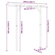 Градинска пергола, 205x40x203 см, дърво