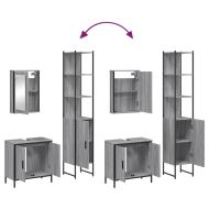 Комплект мебели за баня от 3 части сив сонома инженерно дърво