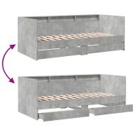 Дневно легло с чекмеджета, без матрак, бетонно сив, 75x190 см