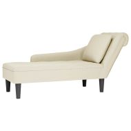 Кушетка с възглавница и десен подлакътник, кремав, кадифе