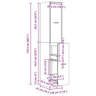 Шкаф органайзер, дъб артизан, 30x41x174,5 см, инженерно дърво