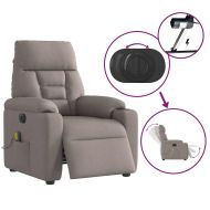 Електрически масажен наклоняем стол, таупе, текстил