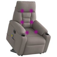 Електрически изправящ масажен реклайнер стол таупе текстил