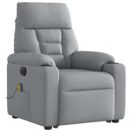 Електрически изправящ масажен реклайнер стол светлосив текстил