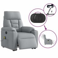 Електрически изправящ масажен реклайнер стол светлосив текстил