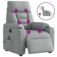 Електрически масажен реклайнер стол, светлосив, текстил