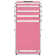 Куфар за грим на колелца, алуминий, розов