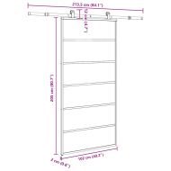 Плъзгаща се врата с механизъм 102x205 см ESG стъкло и алуминий