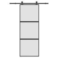 Плъзгаща се врата с обков 76x205 см Закалено стъкло&Алуминий