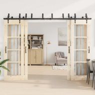 Комплект механизъм за плъзгаща врата, 305 см, стомана, черен