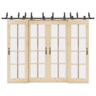 Комплект механизъм за плъзгаща врата, 305 см, стомана, черен