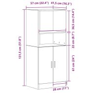 Кухненски шкаф, дъб артизан, 57x41,5x131,5 см, инженерно дърво