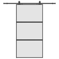 Плъзгаща се врата с комплект обков Черно 102,5x205 cm