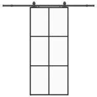 Плъзгаща се врата с обков черна 90x205 см ESG стъкло