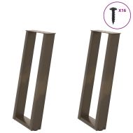 Крака за конзолна маса, U-образни, 2 бр., естествена стомана, 38 x (72-73) см, стомана