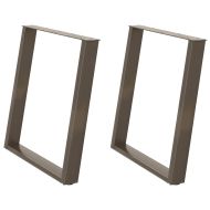 Крака за трапезна маса, U-образни, 2 бр., естествена стомана, 70 x (72-73) см, стомана