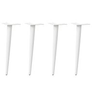 Крака за масичка за кафе, конична форма, 4 бр., бели, 30-31 см, стомана