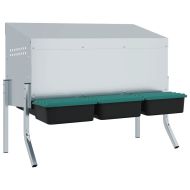 Кутия за гнездене за пилета с 3 отделения и крака, поцинкована стомана