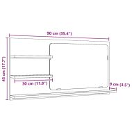 Шкаф за баня с огледало, черен дъб, 90x11x45 см, инженерно дърво