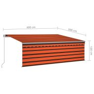 Ръчно прибиращ се сенник с щора, 4x3 м, оранжево-кафяв