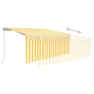 Ръчно прибиращ се сенник с щора и LED, 3x2,5 м, жълто и бяло