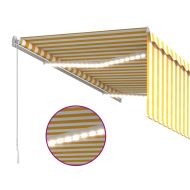 Ръчно прибиращ се сенник с щора и LED, 3x2,5 м, жълто и бяло