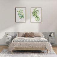 Горна табла за легло с шкафчета, сив сонома, инженерно дърво