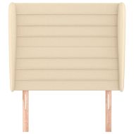 Горна табла за легло с уши, кремава, 93x23x118/128 см, плат