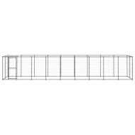 Външна клетка за кучета с покрив, стомана, 21,78 м²