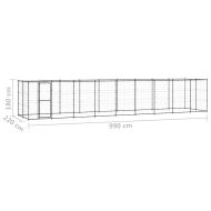 Външна клетка за кучета с покрив, стомана, 21,78 м²