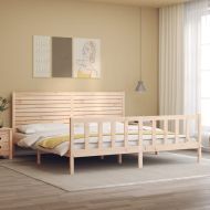 Рамка за легло с табла Super King Size дърво масив