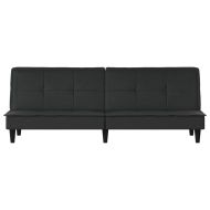 Разтегателен диван, черен, плат