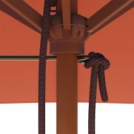 Градински чадър с дървен прът, 150x200 см, теракота