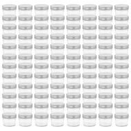 Стъклени буркани за сладко със сребристи капачки, 96 бр, 110 мл