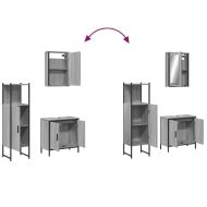 Комплект мебели за баня от 3 части сив сонома инженерно дърво