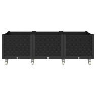 Градинска кашпа с колелца, черна, 150x80x54 см, PP