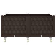 Градинска кашпа с колелца, кафява, 100x80x54 см, PP