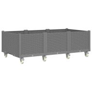 Градинска кашпа с колелца, светлосива, 150x80x54 см, PP