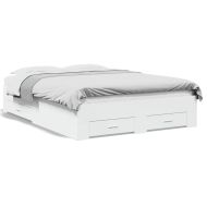 Рамка за легло, с чекмеджета, без матрак, бяла, 140x190 см