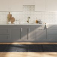 Килим, правоъгълен, сив, 80x300 см, бамбук