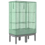 Повдигнато легло с оранжерия калъф, ратанов вид, 80x40x140 см