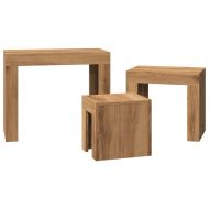 Стифиращи кафе маси, 3 бр, дъб артизан, инженерно дърво