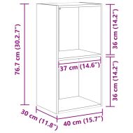 Библиотека, опушен дъб, 40x30x77 см, инженерно дърво