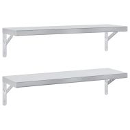 Стенни рафтове 2 бр 75x23,5 см сребристи неръждаема стомана