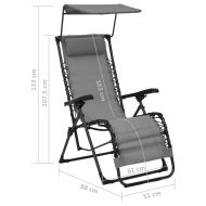 Сгъваем стол-шезлонг, textilene, сив