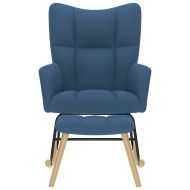 Люлеещ се стол с табуретка, син, плат